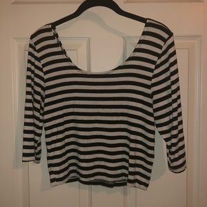 Black and White striped crop top